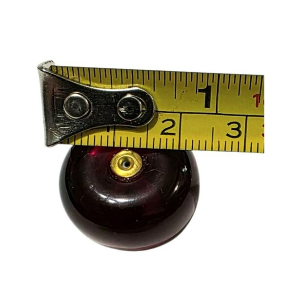 Red Cherry Drop Earrings Gold-Tone Stems Studs Dangle Resin Fruit Jewelry - Picture 6 of 7